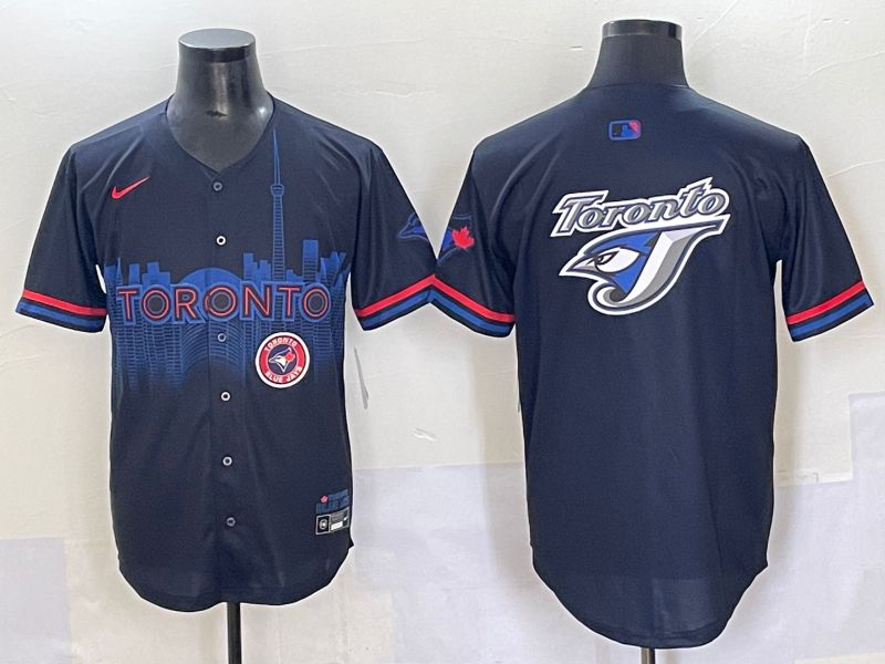 Men 2025 Toronto Blue Jays Blank Black Joint Name Nike MLB Jersey style 1